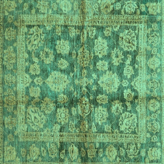 Ahgly Company Machine Washable Indoor Square Oriental Turquoise Blue Traditional Area Rugs, 3' Square
