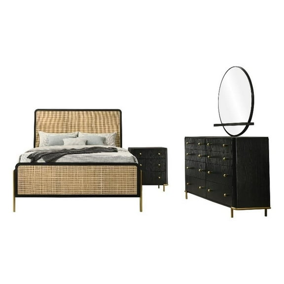 Arini 4-piece California King Bedroom Set Black and Natural