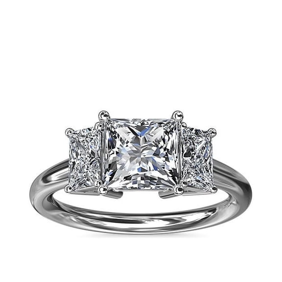 1.20 Carat Princess Cut Genuie Diamond Beautiful Three Stone Engagement Ring for Ladies Solid 950 Platinum Size 7
