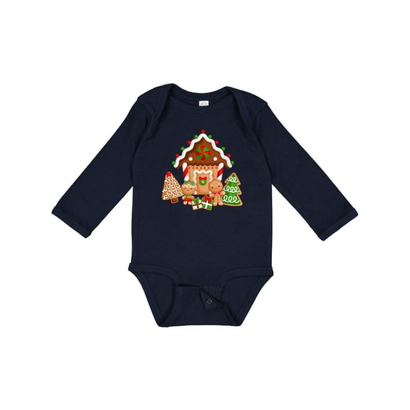 Inktastic Gingerbread House Christmas Boys or Girls Long Sleeve Baby Bodysuit