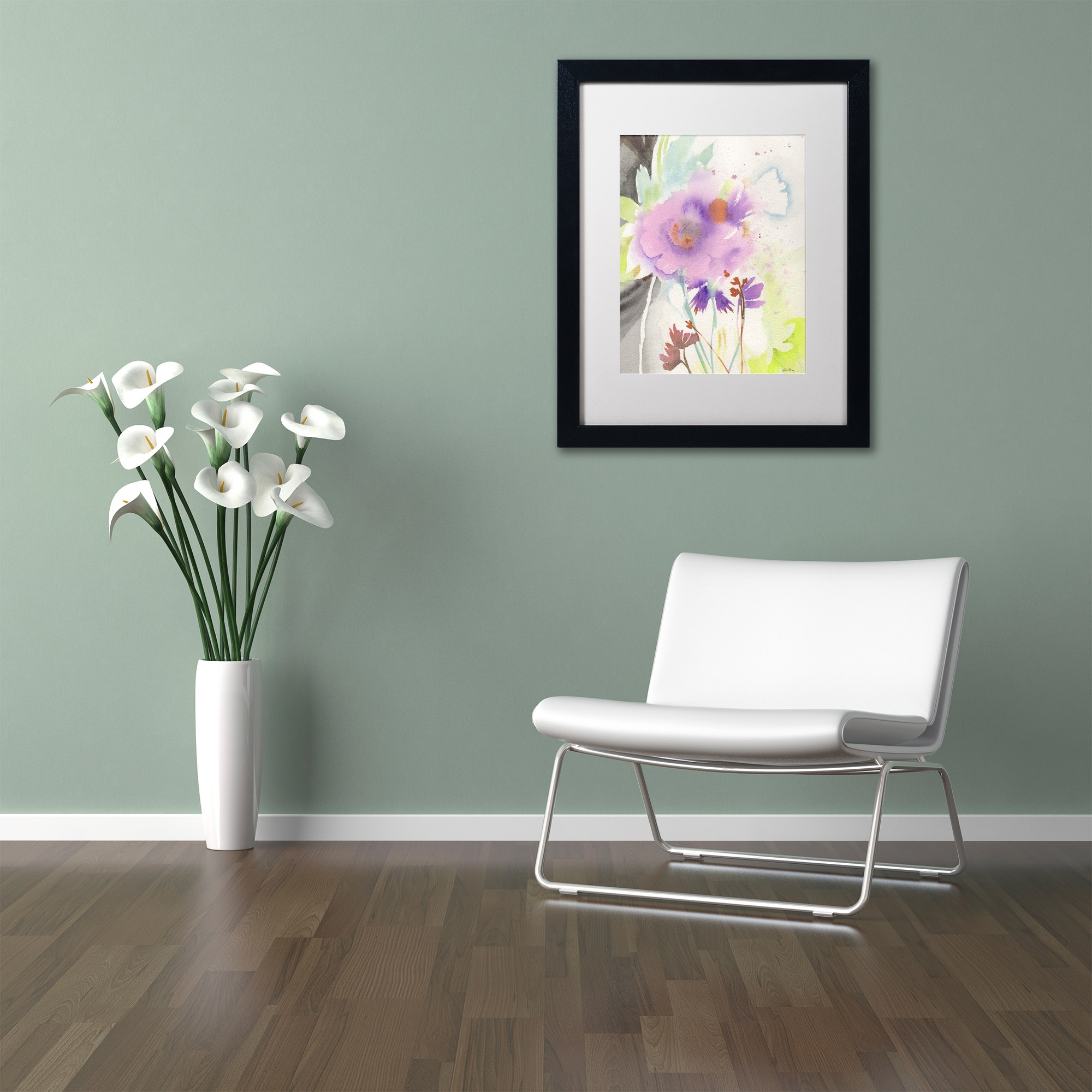 Trademark Fine Art "Mauve Garden Shadows" Canvas Art by Sheila Golden, White Matte, Black Frame