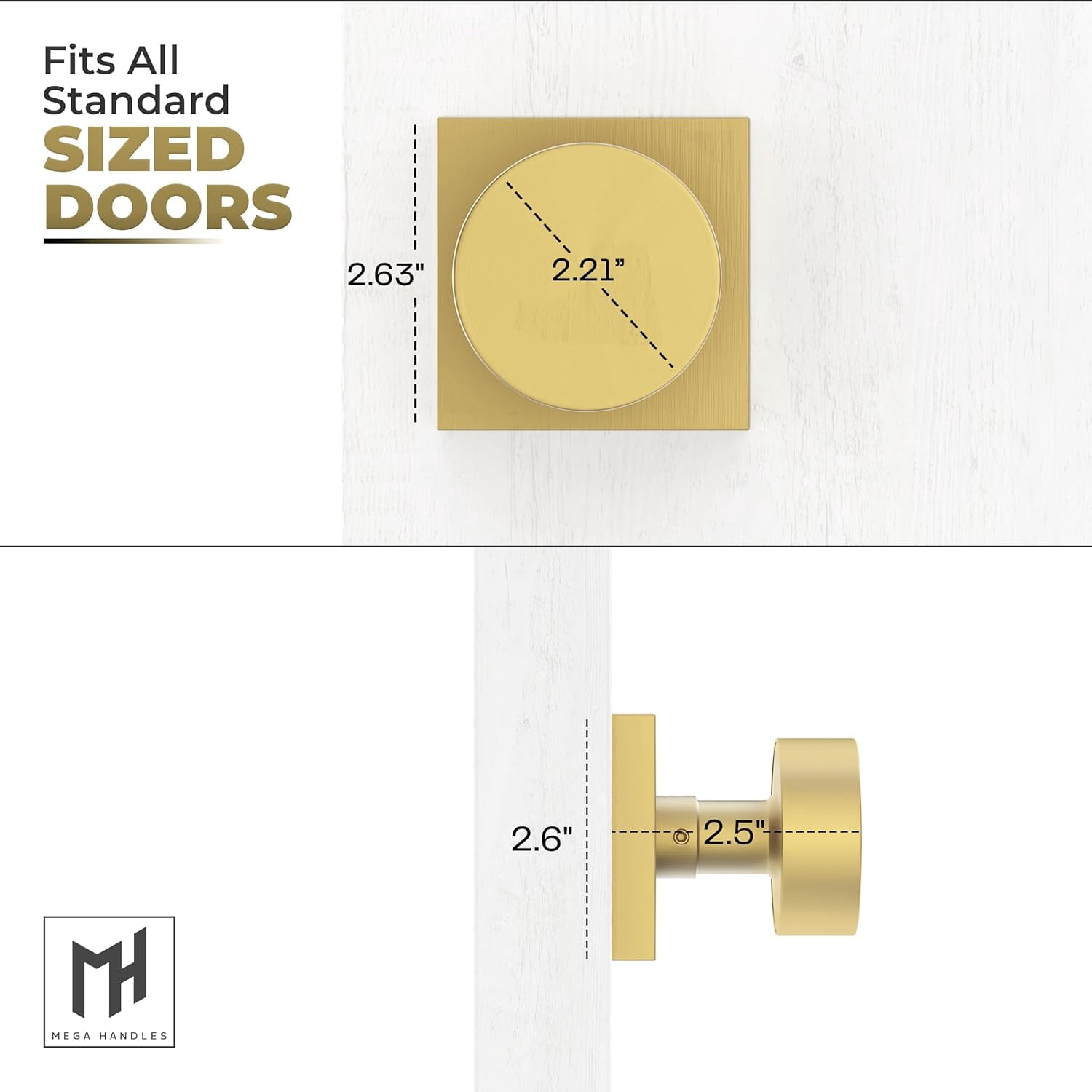Mega Handles | Suana Dummy Door Knob | Pack of 2| Satin Brass