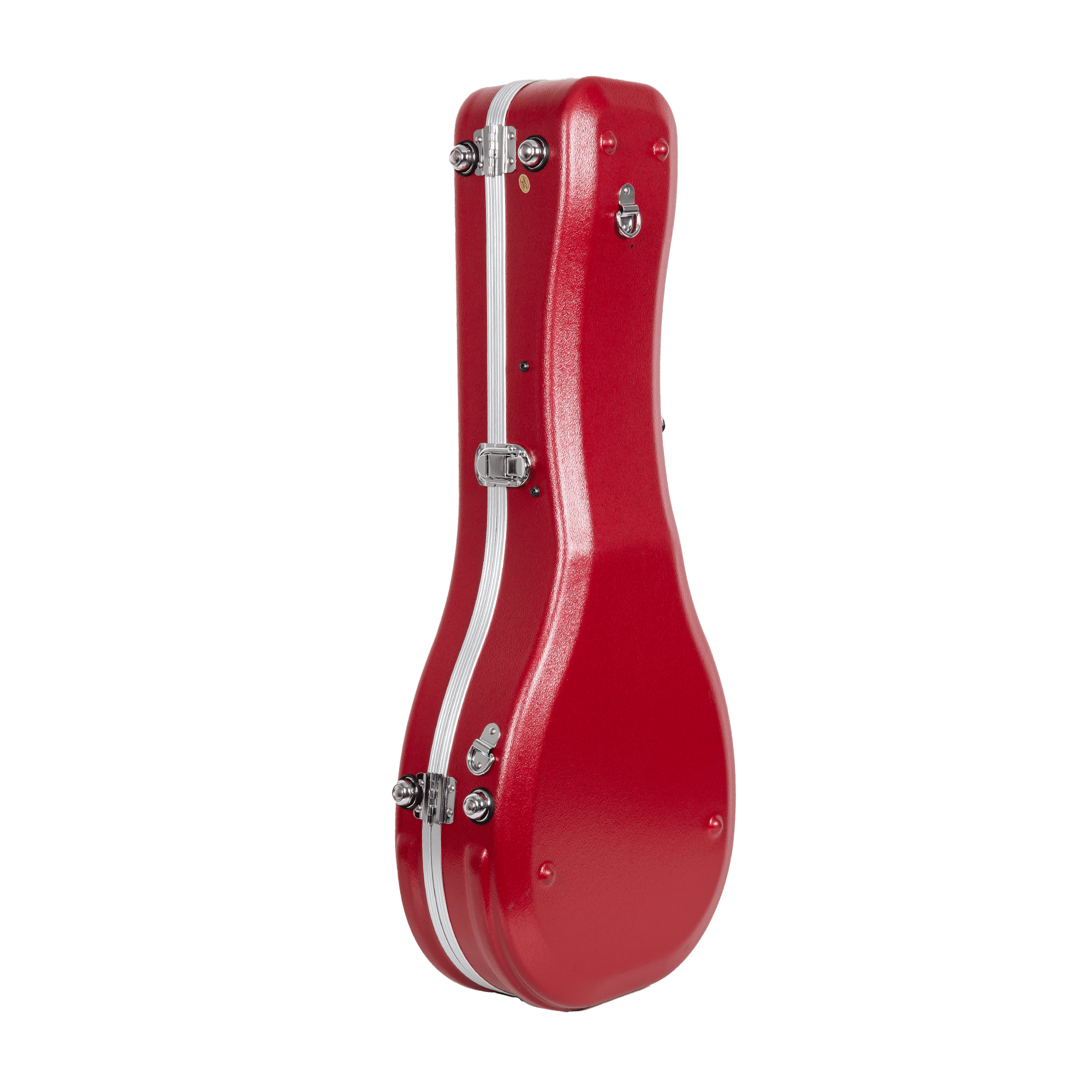 Crossrock A-style Mandolin Case | ABS Molded Hardshell with Security Lock, Metal Feet, and Detachable Straps-Red