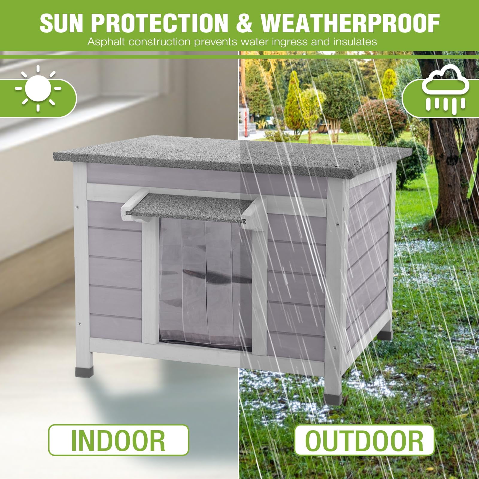 MEDEHOO Heated Outdoor Cat House Weatherproof Insulated Feral Cat Shelter with Heated Pad and Insulated All-Round Thermal Liner for Outside Cats, Chewproof Cable Design (Winter-Ready)