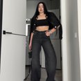 thumbnail image 2 of 2026 Spring New Style Frayed Edge Design Trendy Women's Jeans American Retro Wide-Leg High-Waisted Slight Flare Pants, 2 of 6