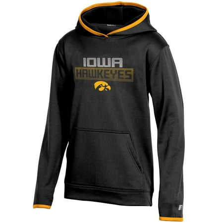 Youth Russell Black Iowa Hawkeyes Pullover Hoodie