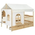 thumbnail image 3 of Full Size House Bed with 2 Large Drawers, Side Bookshelf with LED Strip, 3 of 5