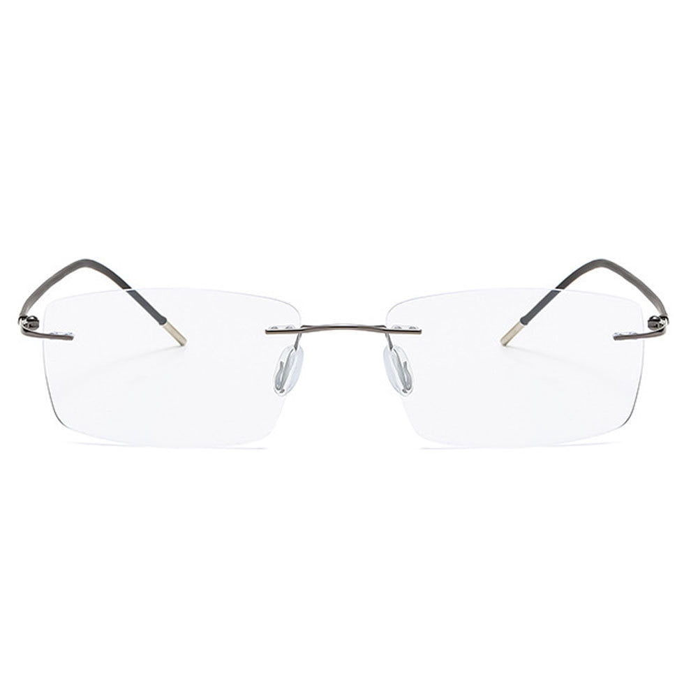 Men Progressive Rimless Ultralight Reading Glasses 2.50 Anti-blue Light Frameless Gunmetal Multifocus Readers +2.50 Strength