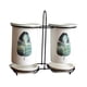 thumbnail image 3 of Jaula para palillos, soporte para utensilios de encimera, organizador de cerámica para cocina, 2 tazas, organizador de drenaje, tenedor, cuchara, Hoja de banana, 3 of 8