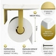 thumbnail image 5 of Double Shelf Toilet Paper Holder with Natural Marble Shelf, Screw Wall Mounted, Tissue Roll Holder for Bathroom Gold, 5 of 5