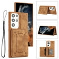 thumbnail image 1 of Compatible with Samsung Galaxy S23 Ultra Case, Classic Wallet Case, Lanyard Wrist Strap with Kickstand PU Leather Card Holder Protective Cover for Samsung Galaxy S23 Ultra 6.8 inch,Brown, 1 of 6