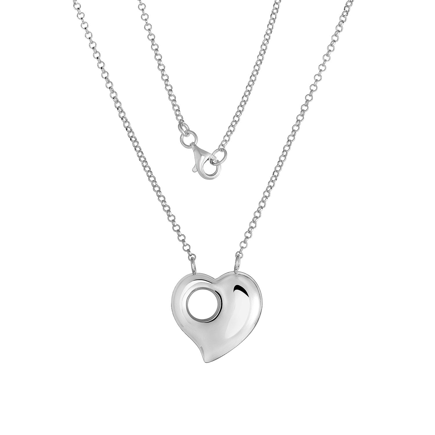 Tilo Jewelry .925 Sterling Silver Double Sided Heart Pendant Necklace