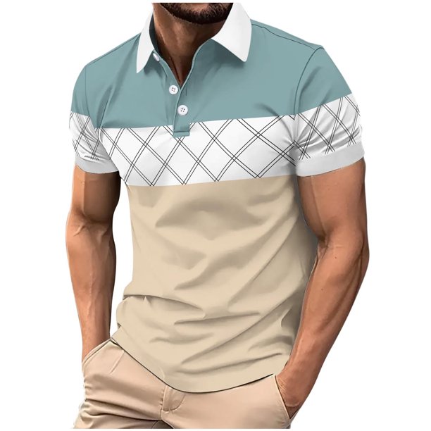 Camisetas de Manga Larga para Hombres Pullover Casual Impreso Botón Turndown Collar Blusa, Ligero Cuarto de Manga Superior