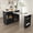 Rotatable Kitchen Island+Black, variant on Kitchen Island w/ Extendable Rotating Table, Built-in Socket, 4 Drawers,White