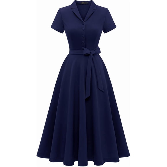 Wedtrend Women's Vintage Church Dress Short Sleeve Work Casual Cocktail Tea Party Dress