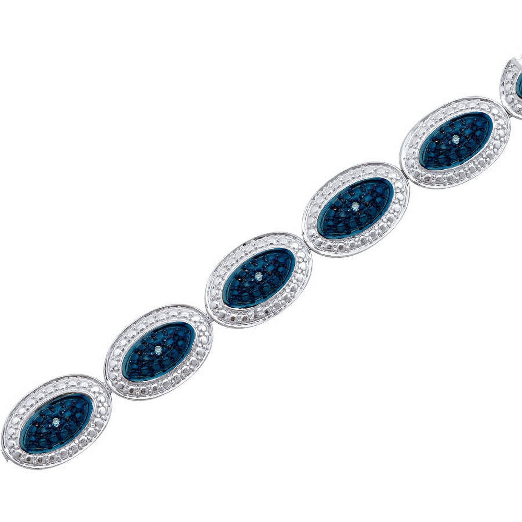 1/10 Carat T.W. Round Blue Diamond Sterling Silver Fashion Bracelet, 7"
