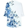 thumbnail image 4 of DeHolifer Womens Tops Casual V-Neck Shirts Floral Pritned Blouse Ruffle Tunics 3/4 Sleeve Lightweight T-Shirts Light Blue XL, 4 of 5