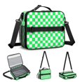 thumbnail image 5 of Green and White Checkered Pattern Insulated Lunch Bag with Shoulder Strap and Bottle Holder,Bento School Lunch Bag Box,11x9.5x3.5 Inches, 5 of 5