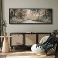 thumbnail image 4 of Large Framed Canvas Print Foggy Pine Trees with Warm Earth Tones, Cozy Wall Art Decorative Ready to Hang Painting for Living room Bedroom - 60"x20" Black Frame, 4 of 9