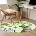thumbnail image 5 of Round Area Rug 4ft, St Patrick's Day Cute Cat on Green Non-Slip Non-Shedding Floor Mat, Lucky Shamrock Leaf Tree Washable Sturdy Carpet for Living Room Bedroom Home Decor, 5 of 9