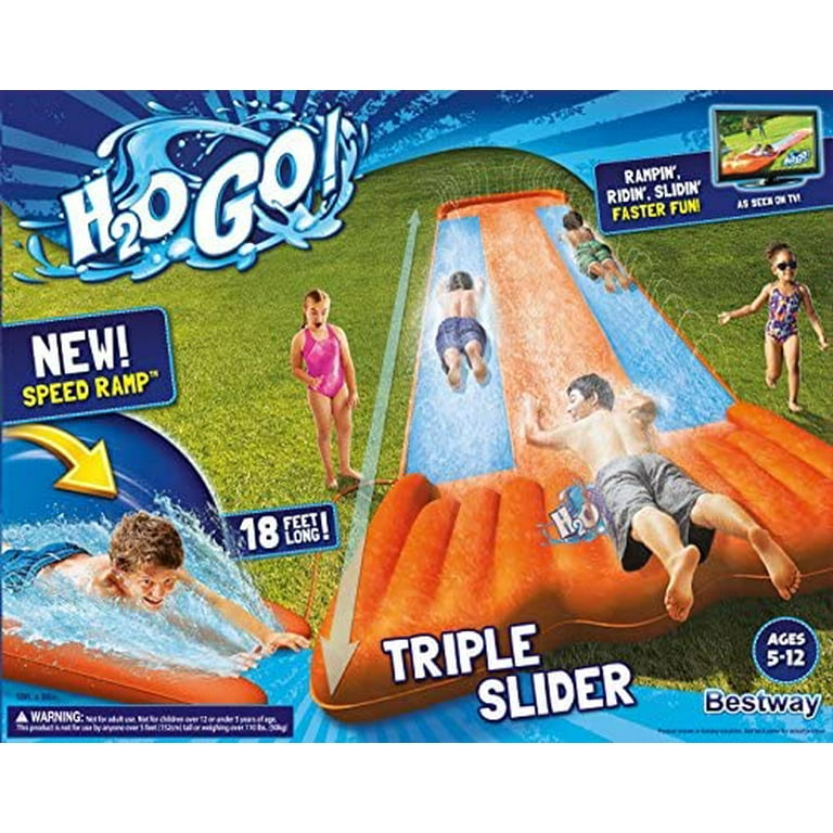 18 Ft Water Slide H2OGO! 18' Triple Lane Water Slide With Ramp