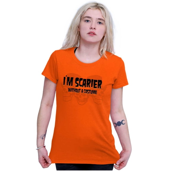 Halloween Scarier Without A Costume Womens Slim Fit Graphic Tee Brisco Brands S