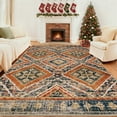 thumbnail image 3 of NewBuros 9'x12' Area Rugs for Living Room, Non-Slip Machine Washable Rugs, Soft Stain Resistant Low Pile Vintage Distressed Print Western Indoor Carpet, Orange, 3 of 12