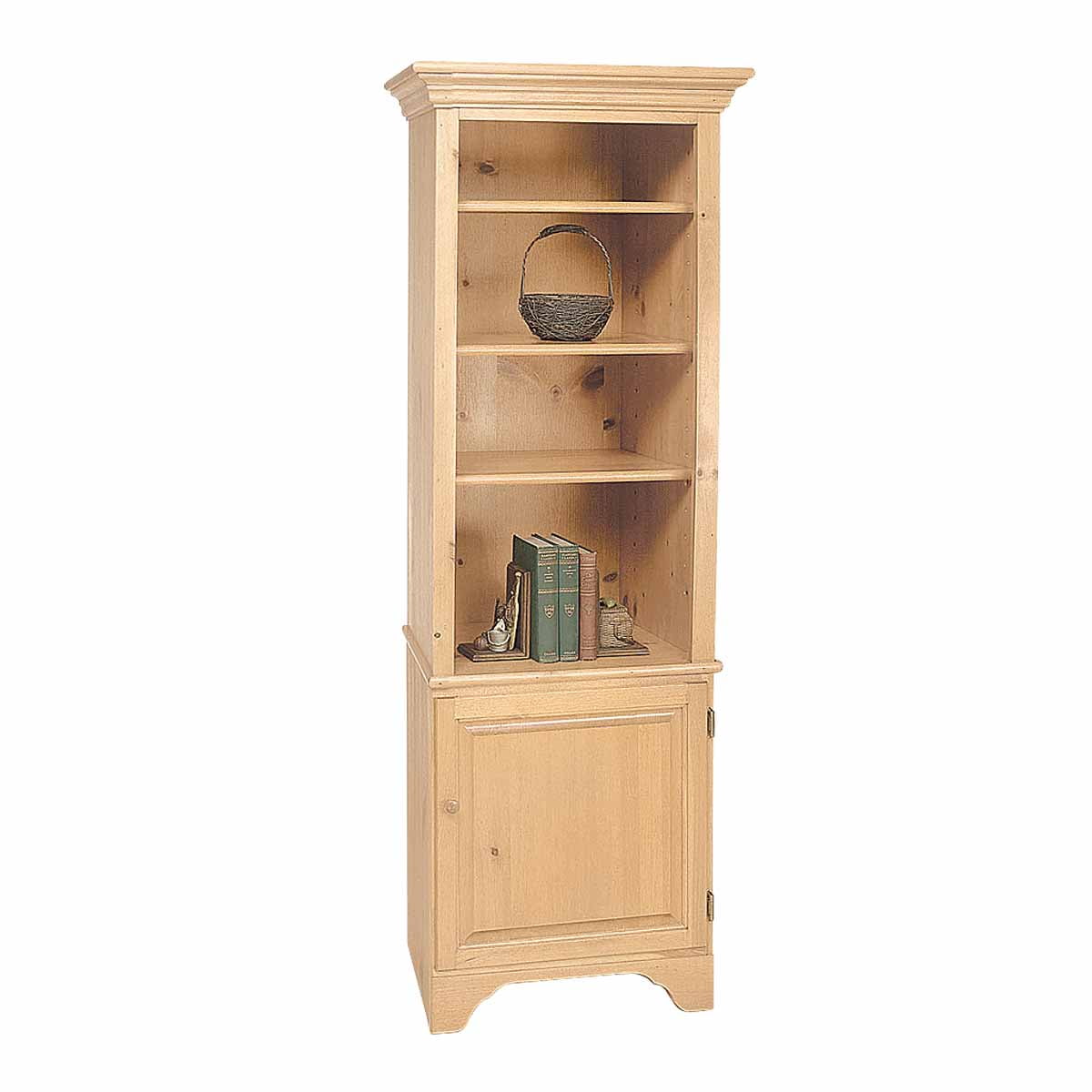 Wooden Bookcase Unfinished Pine Shaker, Unfinished Bookcase With Glass Doors