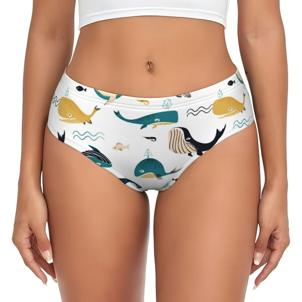 Fotbe Cute Whale Calzones Estampados para Mujer – Ropa Interior de Algodón, Cómoda, Suave y Elástica-Large