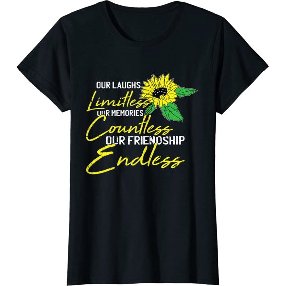 Womens Friendship Best-Friend Cute Sunflower Bestie BFF Matching T-Shirt