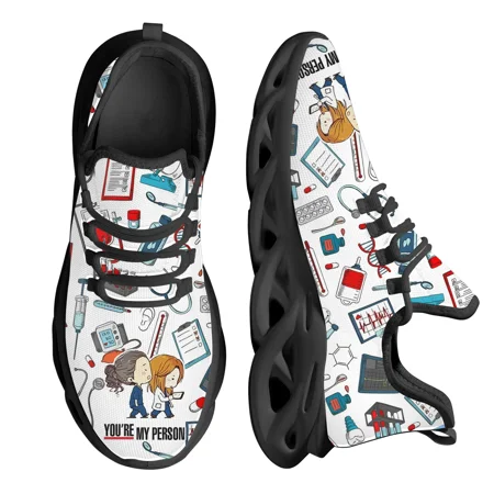

Women White Nursing Shoes Cute Cartoon Nurse Doctor Healthcare Brand Design Ladies Mesh Flats Sneakers Zapatillas