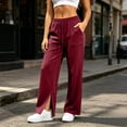 thumbnail image 2 of Ozmmyan 2026 Womens Wide Leg Sweatpants High Elastic Waist Side Split Cuff Casual Loose Fit Lounge Pants with Pockets, 2 of 8