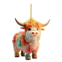 KCEHTA Cow Christmas Decorations, Highland Cow Christmas Ornaments, Cow Ornaments for Christmas Tree, Cute Acrylic Highland Cow Pendant, Christmas Ornament Gifts for Cow Lovers