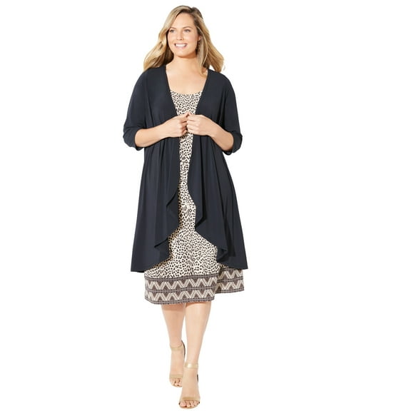 Catherines Women's Plus Size Soft Knit Jacket Dress