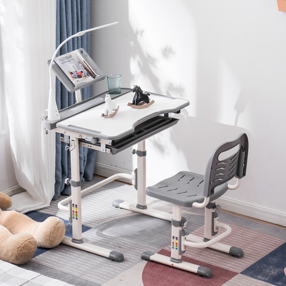 Multifunction Student Desks and Chairs Set, Adjustable Height Desks and