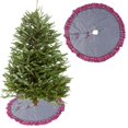 thumbnail image 2 of Fiesta en casa, árbol de Navidad de doble capa, tapete para árbol de Navidad, decoración de falda, tela gris con borde rojo, 2 of 12