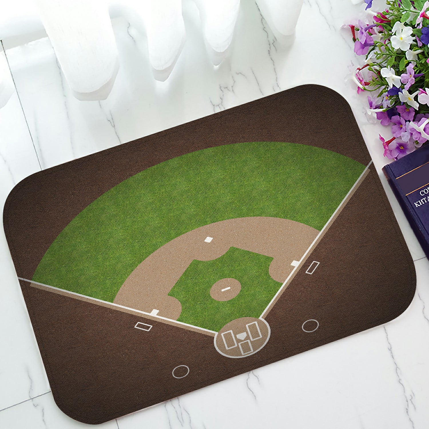 ABPHQTO American Baseball Field Grass Gravel Doormat Entrance Rug Area Rug Floor Mat Home Decor