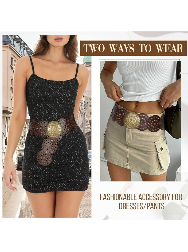 Western Belts for Women Wide Hollow Disc Leather Belt  display picture 3