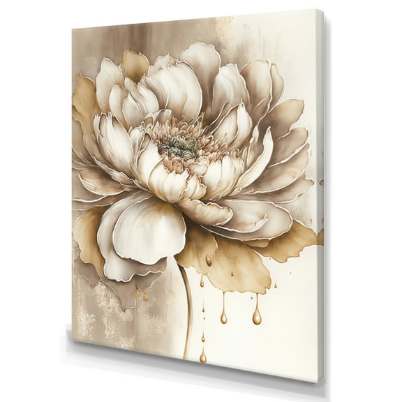 Designart Indigold Beige Flower II Canvas Wall Art