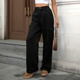 thumbnail image 5 of AINIYS Women's Cargo Jeans Wide Leg Multi-Pocket Trousers for Casual Street Daily Wear Black XXL, 5 of 5