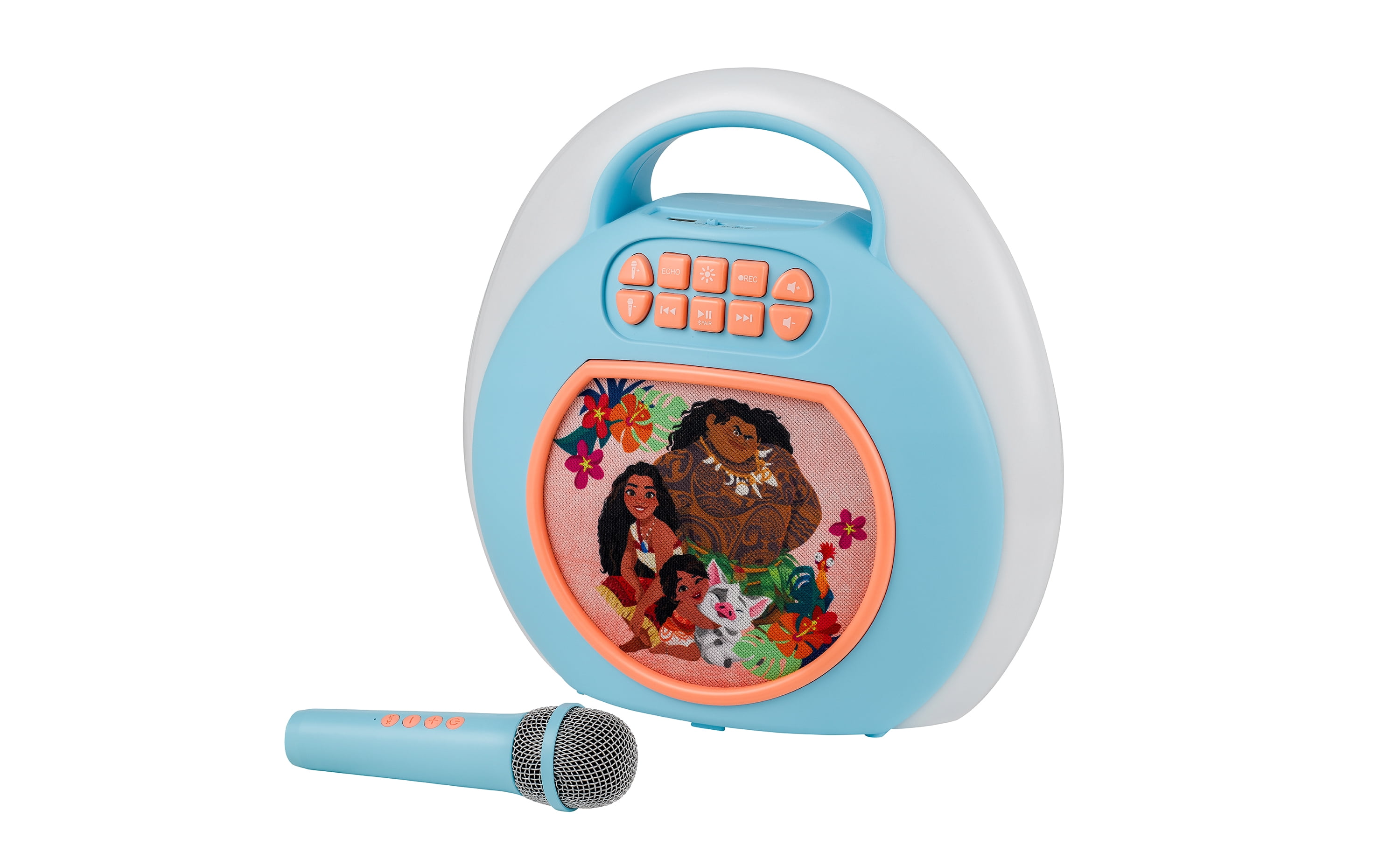 eKids Disney Moana Karaoke Machine for Kids, Bluetooth Speaker with Wireless Microphone