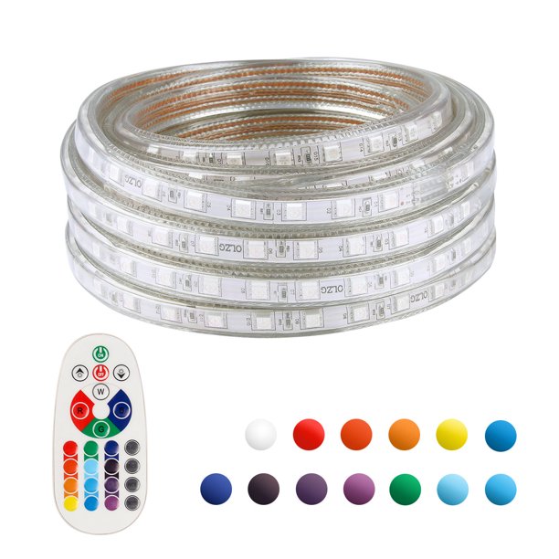 Led Strip Light Remote Controller Rgb Waterproof Rope Light Flexible Multi Color Change Landscape Light For Party Holiday Home Decoration 5050 Smd 60