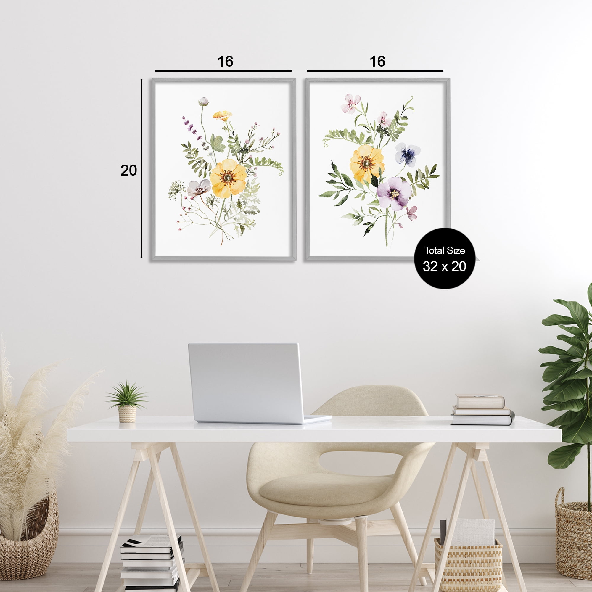 Bundles of Gardening Herbs 2 Piece Gray Framed Giclee Art Set, design by Lettered and Lined