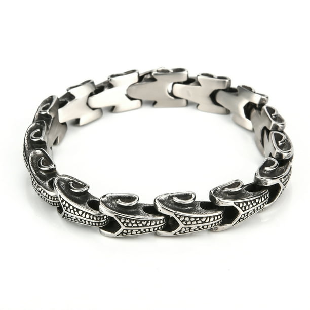 Brazalete retro Chai de acero inoxidable con forma de espina de dragón 316L para hombre