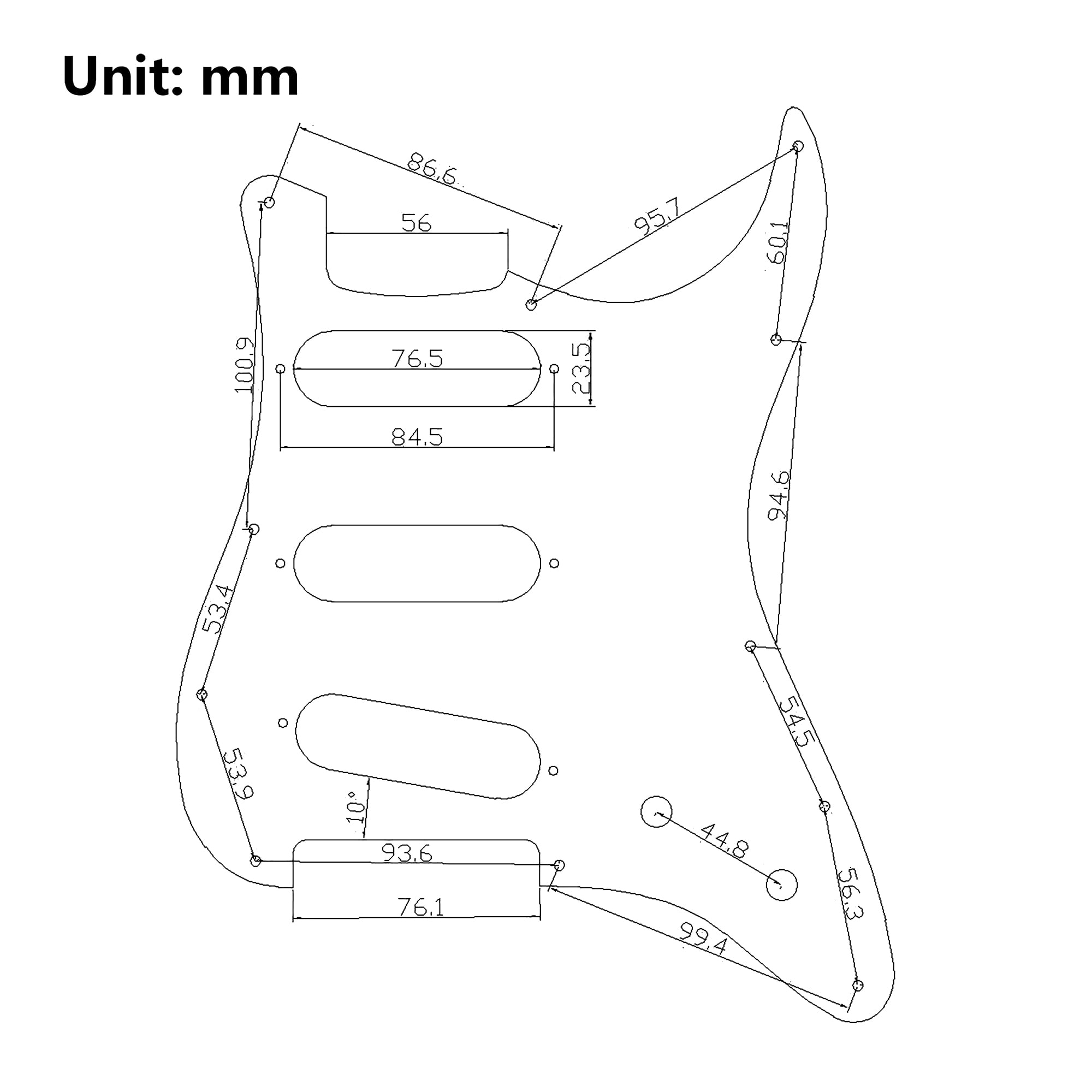 Guitar Prewired Pickguard, with SSS 3 Mini Toggle 3 Phase Switch, for USA/Mexico Strat Electric Guitar Replacement Parts