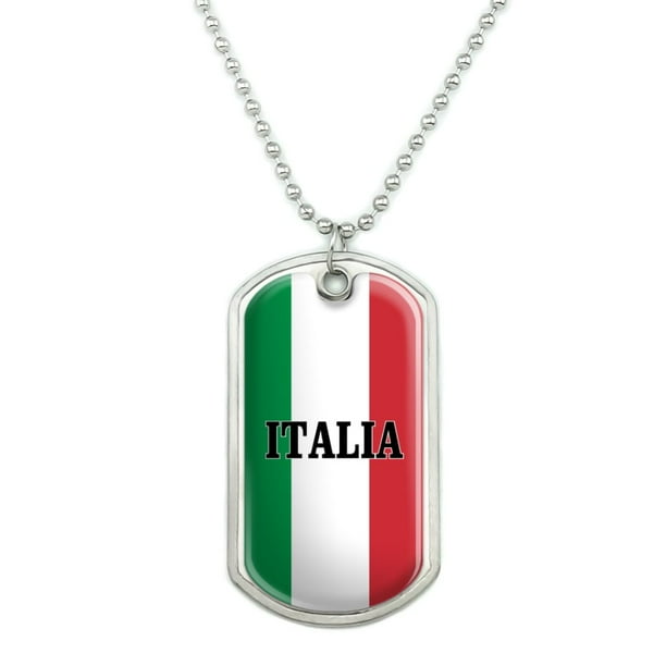 Graphics and More Italia Italy Italian Flag Military Dog Tag Pendant