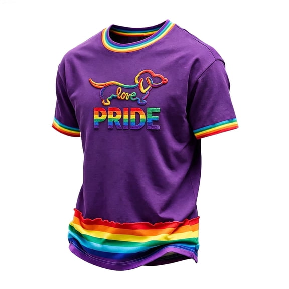 Rainbow Pride Tee for Men, Gay Pride Casual Crewneck Short Sleeve Summer Tops