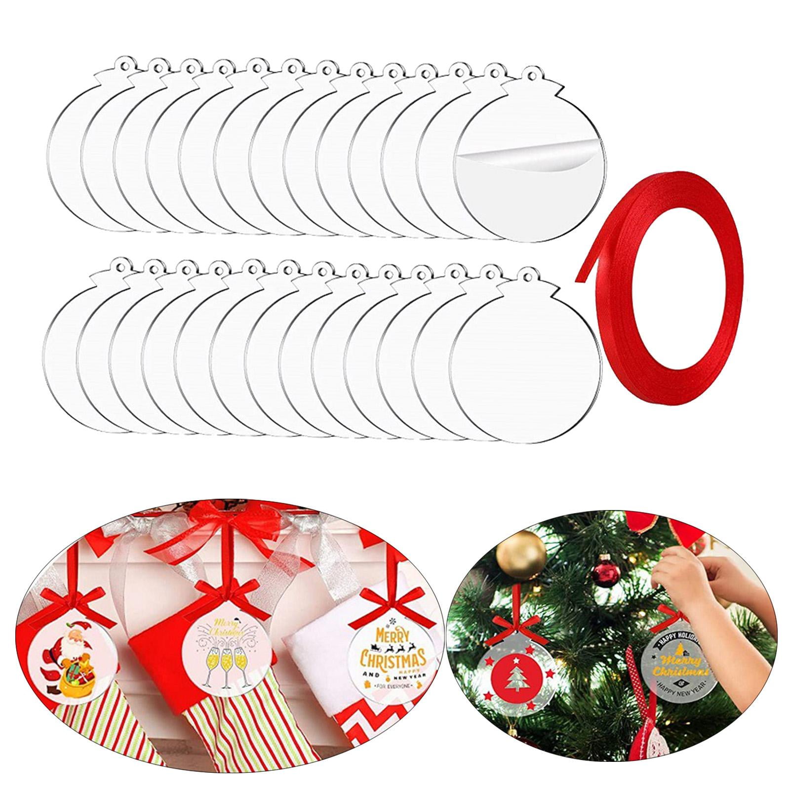 30x Christmas Acrylic Baubles Craft DIY Ornaments Embellishments