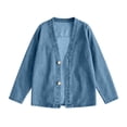 thumbnail image 6 of Frostluinai Womens Classic Button Front Breathable Stretch Denim Jacket Lightweight Casual Long Sleeve Distressed Jean Cardigan Coat with Pocket, 6 of 6