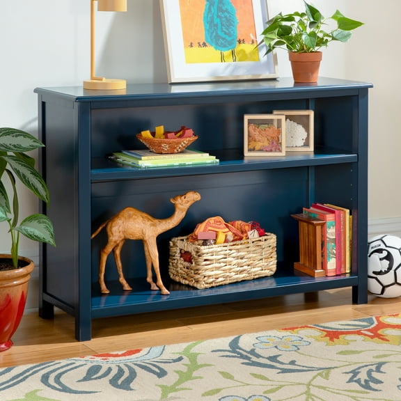 Guidecraft Taiga 2-Shelf Bookcase - Navy: 30" Bookshelf and Storage Unit for Bedrooms or Playrooms, Wooden Shelving for Books, Toys, School Supplies